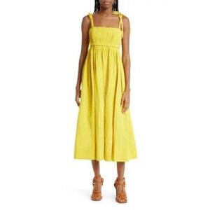 Ulla Johnson Laetitia Tie Strap Cotton & Linen Blend Dress in Sunsprite Yellow